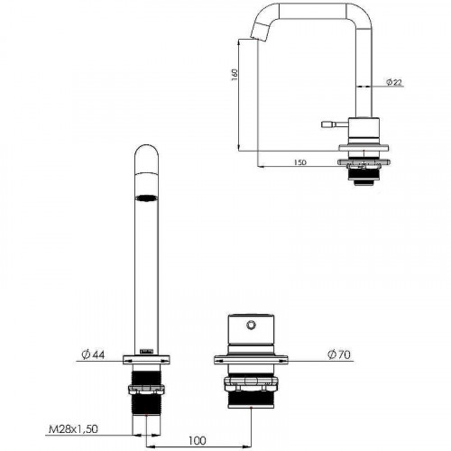 Смеситель для раковины Teska Atlas Arteon E3108 Черный матовый