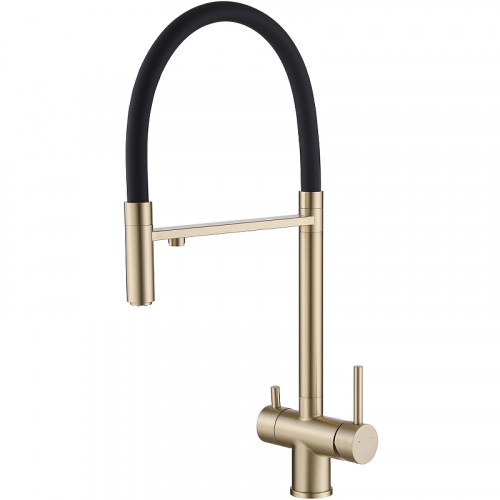 Смеситель для кухни Abber Wasser Kreis AF81141G Золото матовое Черный матовый латунь