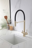 Смеситель для кухни Abber Wasser Kreis AF81141G Золото матовое Черный матовый латунь
