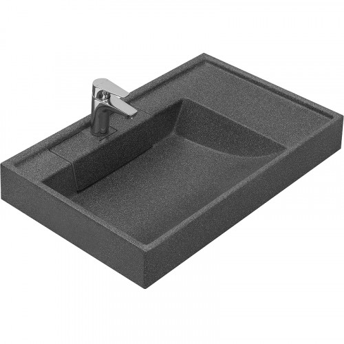 Раковина Aquaton Рейн 80 L 1A72113KRW210 на стиральную машину Графит искусственный камень (литьевой мрамор) подвесная, на стиральную машину