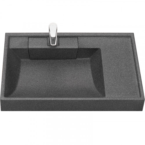 Раковина Aquaton Рейн 80 L 1A72113KRW210 на стиральную машину Графит искусственный камень (литьевой мрамор) подвесная, на стиральную машину