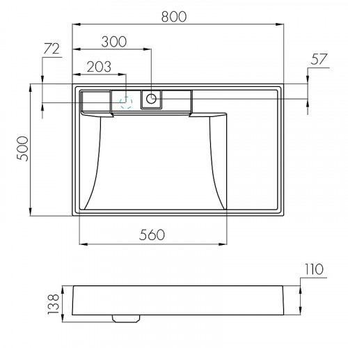 Раковина Aquaton Рейн 80 L 1A72113KRW210 на стиральную машину Графит искусственный камень (литьевой мрамор) подвесная, на стиральную машину