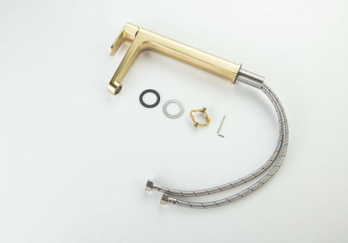 Смеситель для раковины Aquatek Оберон AQ1204BG цвет Золото шлифованное