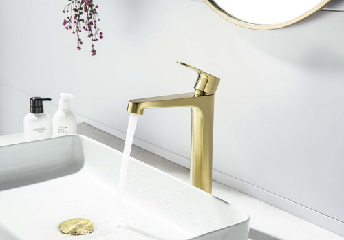 Смеситель для раковины Aquatek Оберон AQ1204BG цвет Золото шлифованное