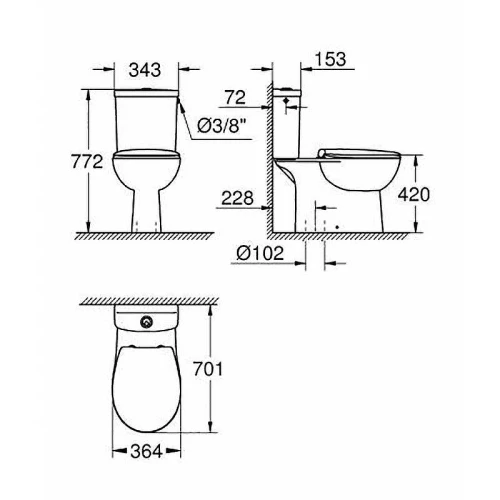 Унитаз компакт Grohe Bau Ceramic 39346000 с бачком и сиденьем Микролифт