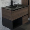 Тумба с раковиной Comforty Франкфурт 75 00-00000889 подвесная Дуб шоколадно-коричневый Черная матовая МДФ / ЛДСП