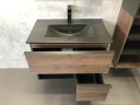 Тумба с раковиной Comforty Франкфурт 75 00-00000889 подвесная Дуб шоколадно-коричневый Черная матовая МДФ / ЛДСП
