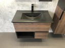 Тумба с раковиной Comforty Франкфурт 75 00-00000889 подвесная Дуб шоколадно-коричневый Черная матовая МДФ / ЛДСП