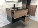 Тумба с раковиной Comforty Франкфурт 75 00-00000889 подвесная Дуб шоколадно-коричневый Черная матовая МДФ / ЛДСП