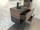 Тумба с раковиной Comforty Франкфурт 75 00-00000889 подвесная Дуб шоколадно-коричневый Черная матовая МДФ / ЛДСП