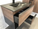 Тумба с раковиной Comforty Франкфурт 75 00-00000889 подвесная Дуб шоколадно-коричневый Черная матовая МДФ / ЛДСП