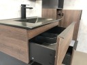 Тумба с раковиной Comforty Франкфурт 75 00-00000889 подвесная Дуб шоколадно-коричневый Черная матовая МДФ / ЛДСП