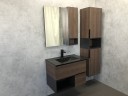 Тумба с раковиной Comforty Франкфурт 75 00-00000889 подвесная Дуб шоколадно-коричневый Черная матовая МДФ / ЛДСП