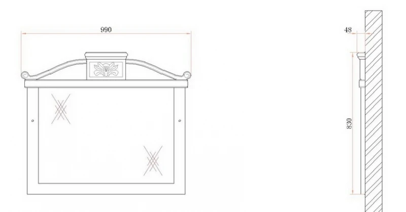 Зеркало BelBagno Primavera 100 BB45S/ACA Вишневый (Ciliegio) массив дерева, стекло