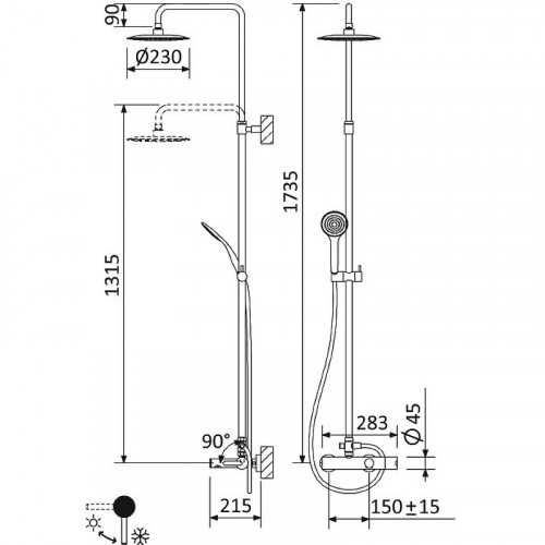 Душевая система Cezares Leaf LEAF-CVDA-23-BIO Белая матовая латунь на стену