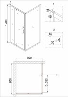 Душевой уголок Niagara Nova 80х80 NG-0280-08 BLACK профиль Черный стекло прозрачное