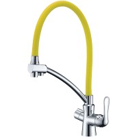 Смеситель для кухни Lemark Comfort LM3070C-Yellow Хром Желтый латунь