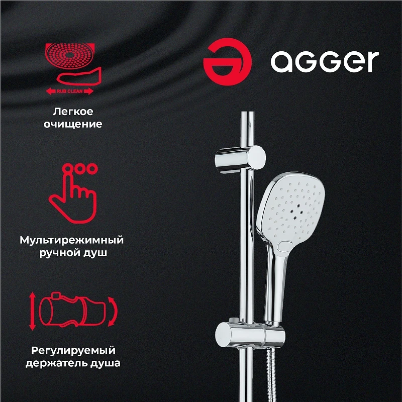 Душевая система Agger Marine A0595000 Хром латунь на стену