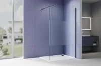 Душевая перегородка Aquatek Walk In 140 AQ.WI.140.3BL профиль Черный матовый стекло прозрачное с матовой полосой