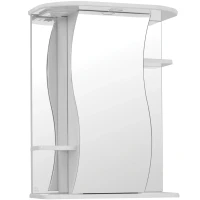 Зеркальный шкаф Style Line Эко волна Лилия 55 С с подсветкой Белый глянец МДФ / ЛДСП, стекло