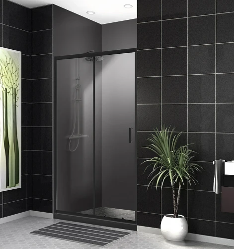 Душевая дверь BelBagno Uno 140 UNO-195-BF-1-140-C-NERO профиль Черный матовый стекло прозрачное