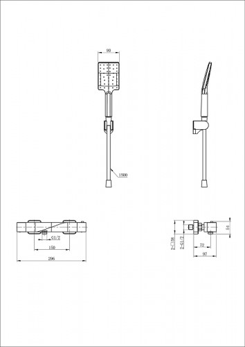 Смеситель для душа Wonzon &amp; Woghand WW-B2025-A-MW с термостатом цвет Белый матовый