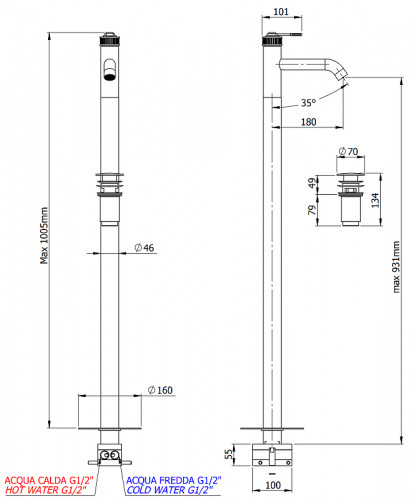 Смеситель для раковины Remer Atelier AL18 цвет Хром
