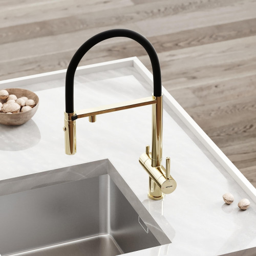 Смеситель для кухни Sancos Imola SC4010ZG цвет Полированное золото Черный
