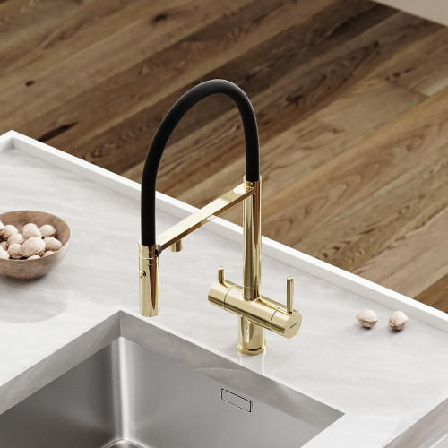 Смеситель для кухни Sancos Imola SC4010ZG цвет Полированное золото Черный
