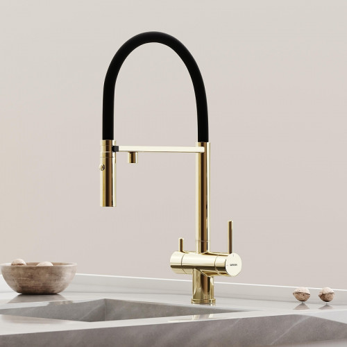 Смеситель для кухни Sancos Imola SC4010ZG цвет Полированное золото Черный
