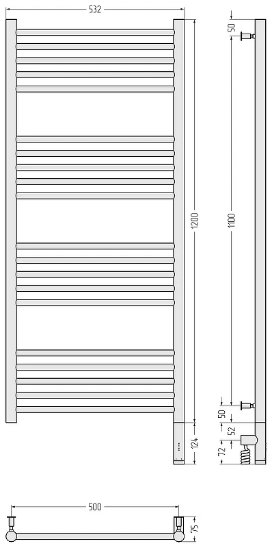 Электрический полотенцесушитель Сунержа Богема 3.0 прямая 120x50 30-5805-1250 цвет Матовый белый
