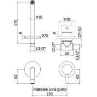 Смеситель для раковины Paffoni Light LIG007HGSP70 Золото медовое брашированное латунь встраиваемый