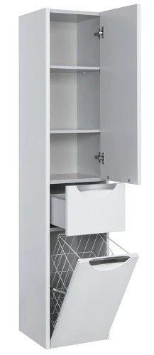 Шкаф пенал Aquaton Сильва 32 R 1A215603SIW7R подвесной с бельевой корзиной Дуб полярный МДФ / ЛДСП
