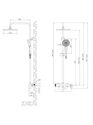 Душевая система Agger Sweet A2791244 цвет Черный матовый