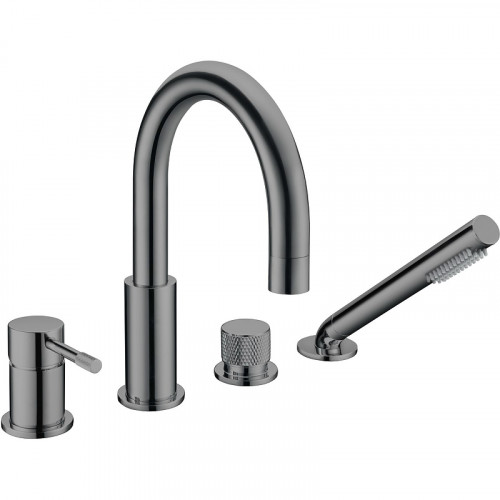 Смеситель на борт ванны Boheme Uno 460-SGM Оружейная сталь глянцевая латунь