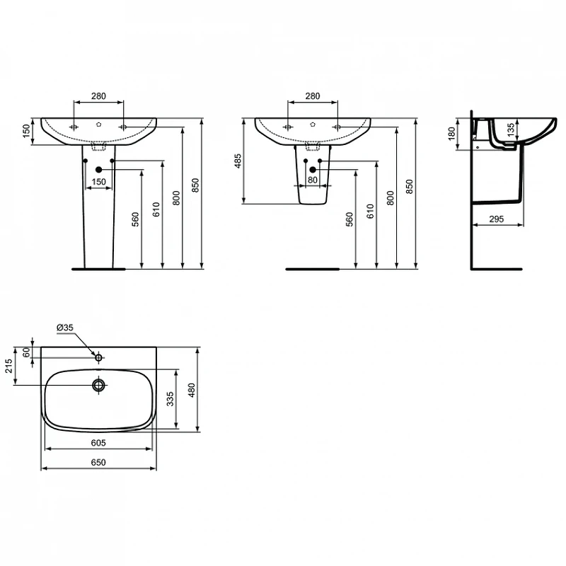 Раковина Ideal Standard I.Life A 65 T470401 Евробелая фарфор подвесная