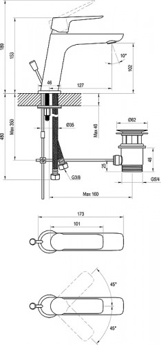 Смеситель для раковины Ravak Classic CL 011.00 X070081 Хром латунь