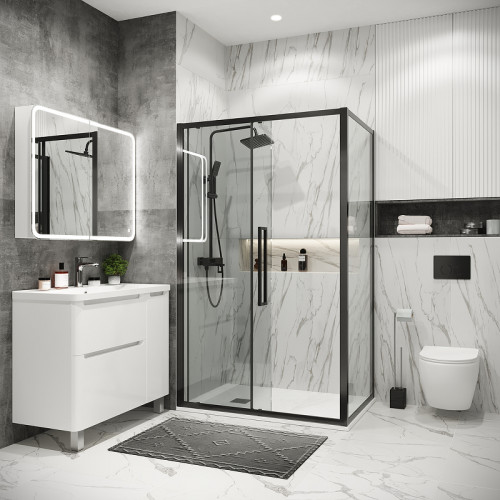 Душевой уголок Grossman Cosmo 100х80 120.K33.02.1080.42.00 профиль Графит сатин стекло прозрачное