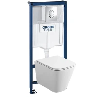 Комплект унитаза с инсталляцией Grohe Rapid SL 39190001 цвет Белый с сиденьем Микролифт и клавишей смыва цвет Хром