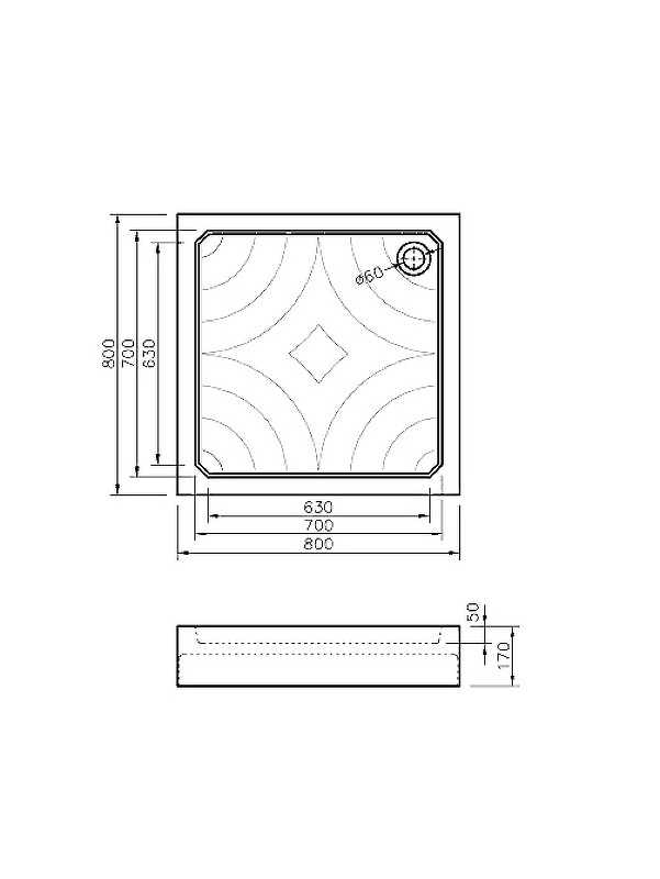 Акриловый поддон для душа Koller Pool Grace 80X80 GRACE80S Белый