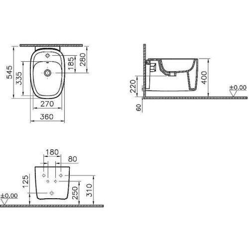 Биде Vitra Plural 7831B483-0288 подвесное Черное матовое