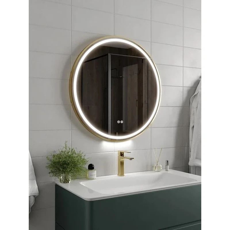 Зеркало Maretti Elena 80 EA1480R21EL с подсветкой цвет Золото с сенсорным выключателем с подогревом и диммером