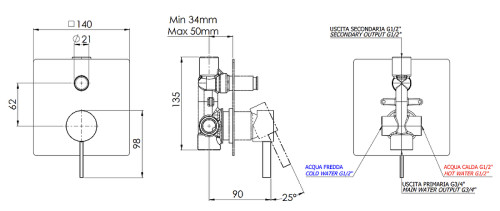 Смеситель для душа Remer Metrica MC09Q цвет Хром