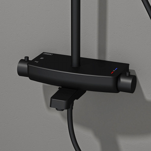 Душевая система Teska Mira DK3680 с термостатом Черная нержавеющая сталь на стену