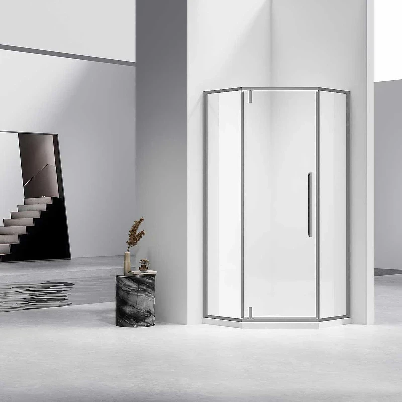 Душевой уголок Vincea Slim-N 100x100 VSP-4SN100CLGM профиль Вороненая сталь стекло прозрачное