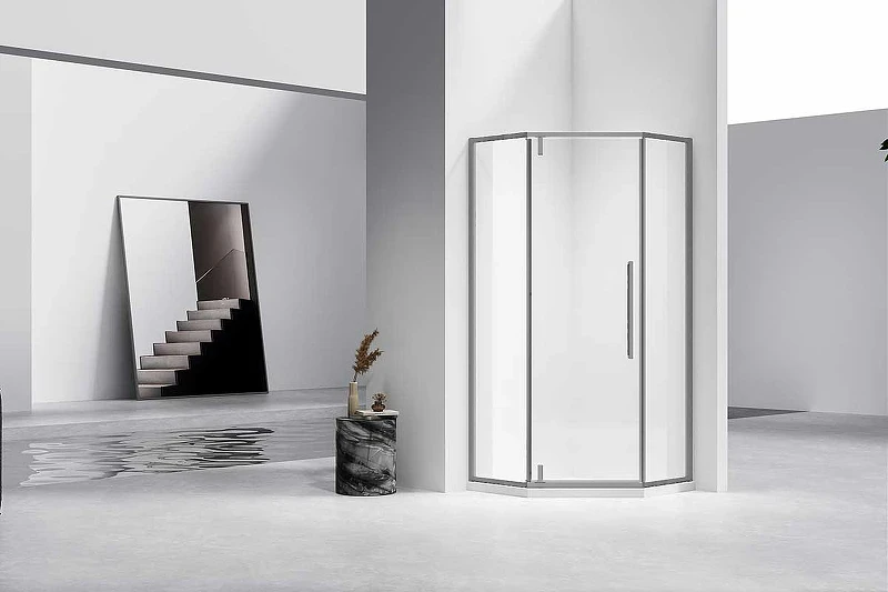 Душевой уголок Vincea Slim-N 100x100 VSP-4SN100CLGM профиль Вороненая сталь стекло прозрачное
