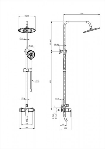 Душевая система Wonzon &amp; Woghand WW-B2168-A-MW цвет Белый матовый