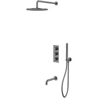 Душевая система Whitecross Y gunmetal YSET11GM с термостатом Оружейная сталь латунь встраиваемый