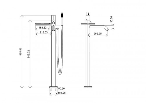 Смеситель для ванны Boheme Stick 129-BRB.2 цвет Брашированная бронза