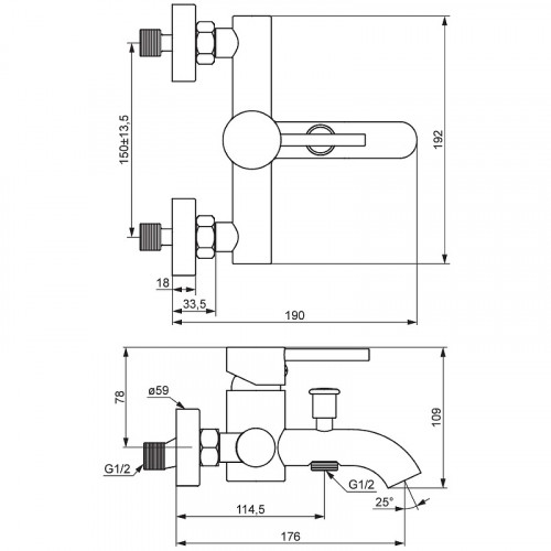 Смеситель для ванны Damixa Scandinavian Pure 361000500 Розовое золото латунь на стену